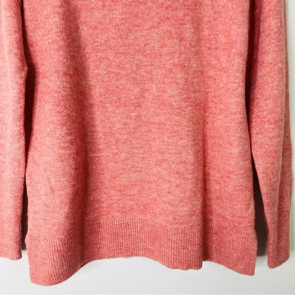 NEW pink peach mock neck pullover preppy oversized sweater small